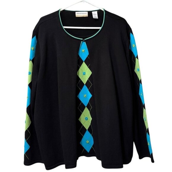 Alfred Dunner One Piece Cardigan Sweater Women Size 2X Embroidered Office Career - Picture 1 of 11